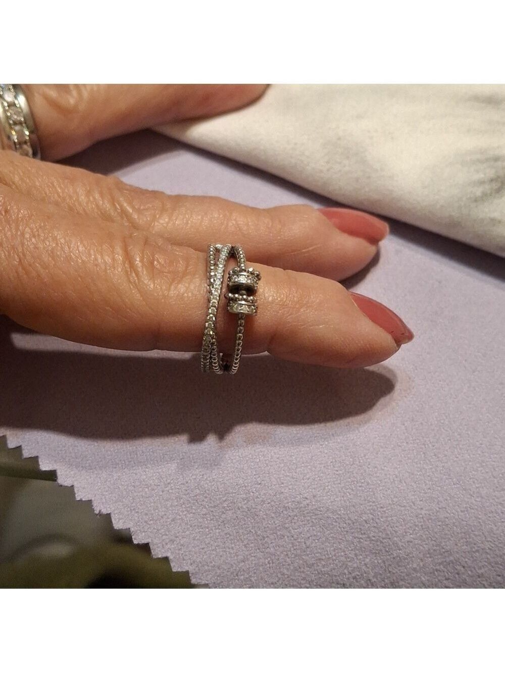 Sterling Silver toe ring With Cz's Adjustable Open End - Picture 1 of 5